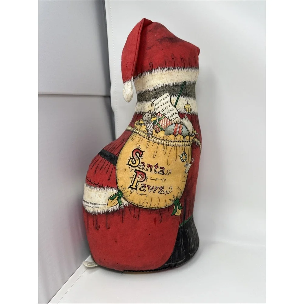 Vintage Christmas Cat Doorstop The Toy Works Santa Paws 15